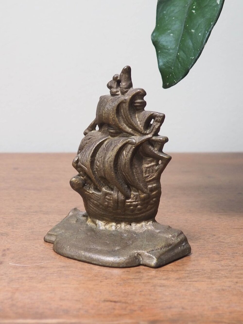 Vtg Brass Sailboat Bookend - Beach House Decor - 70s Nautical Decor
